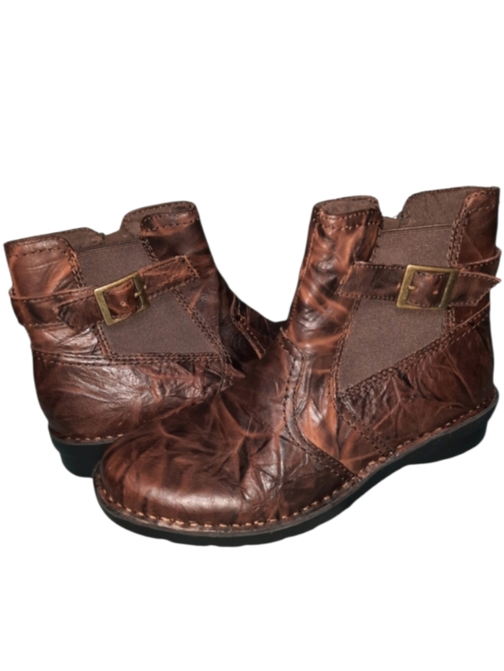 Clarks Bendables Brown Rustic Leather Zip Ankle Boots SZ 6.5M